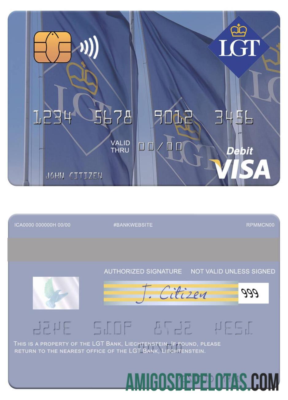 Liechtenstein LGT Bank Visa Debit Card template